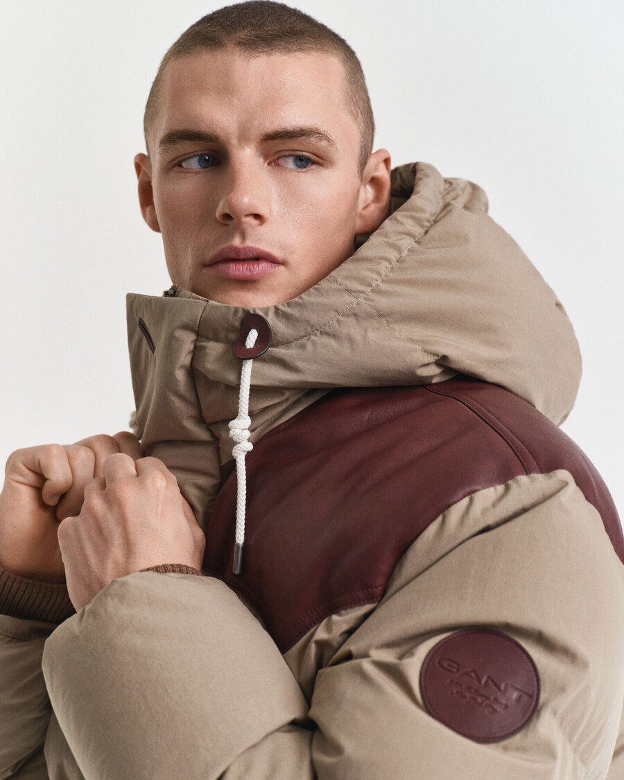 goose down cotton parka - caramel beige