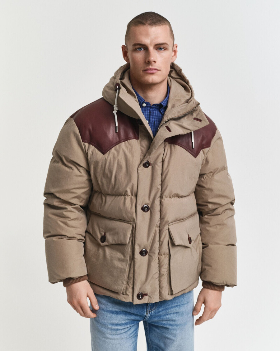 goose down cotton parka - caramel beige