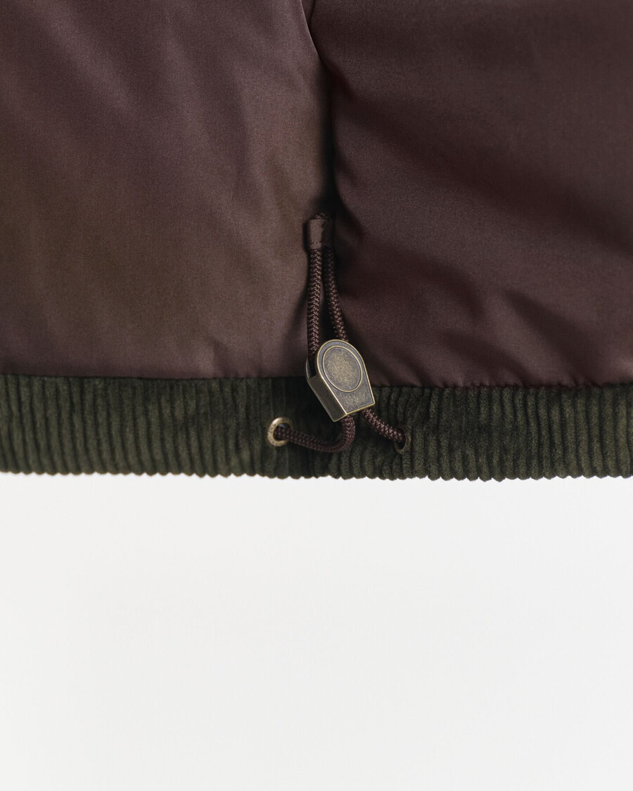 corduroy down puffer jacket - dark moss green