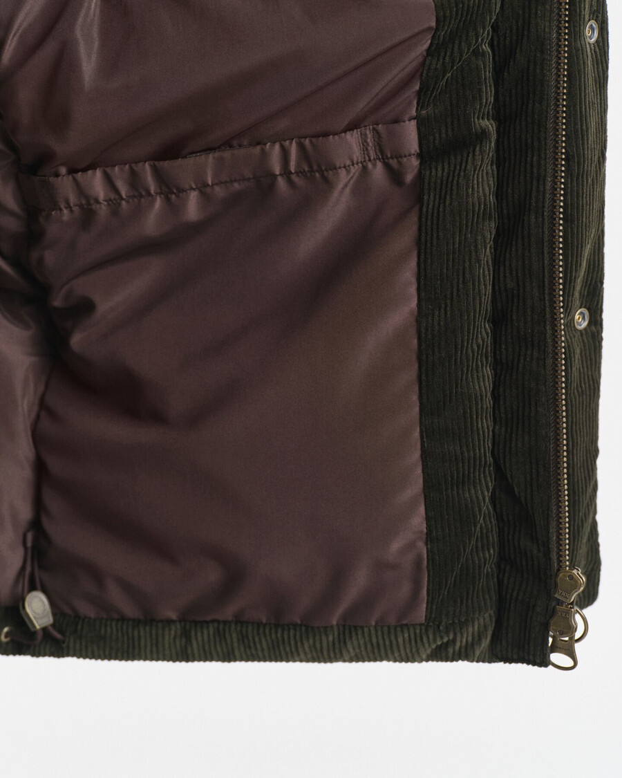 corduroy down puffer jacket - dark moss green