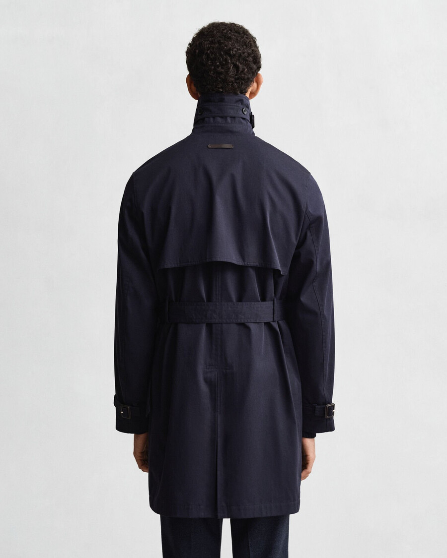 cotton blend trench coat - evening blue