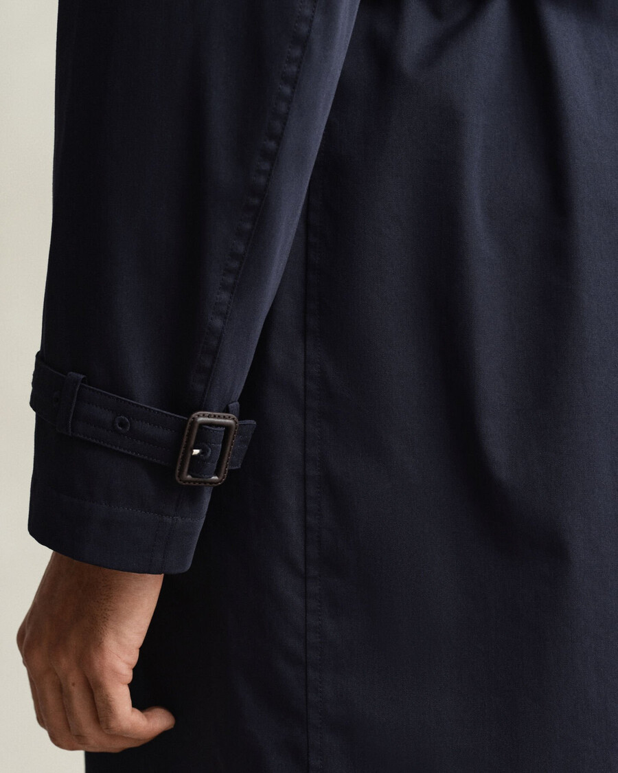 cotton blend trench coat - evening blue
