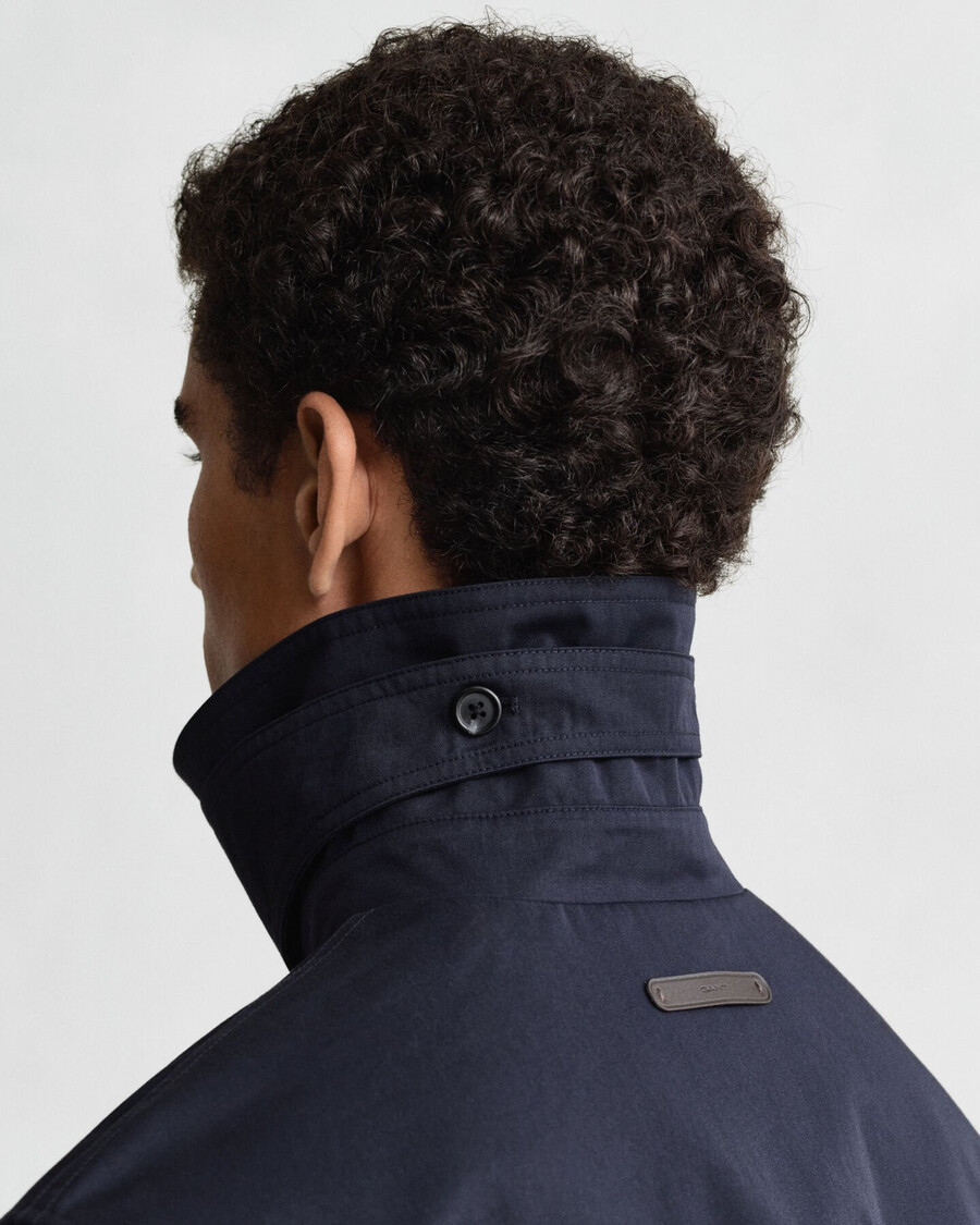 cotton blend trench coat - evening blue