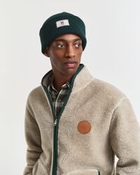 ribbed cotton blend beanie - tartan green
