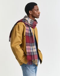 checked wool scarf - plumped red