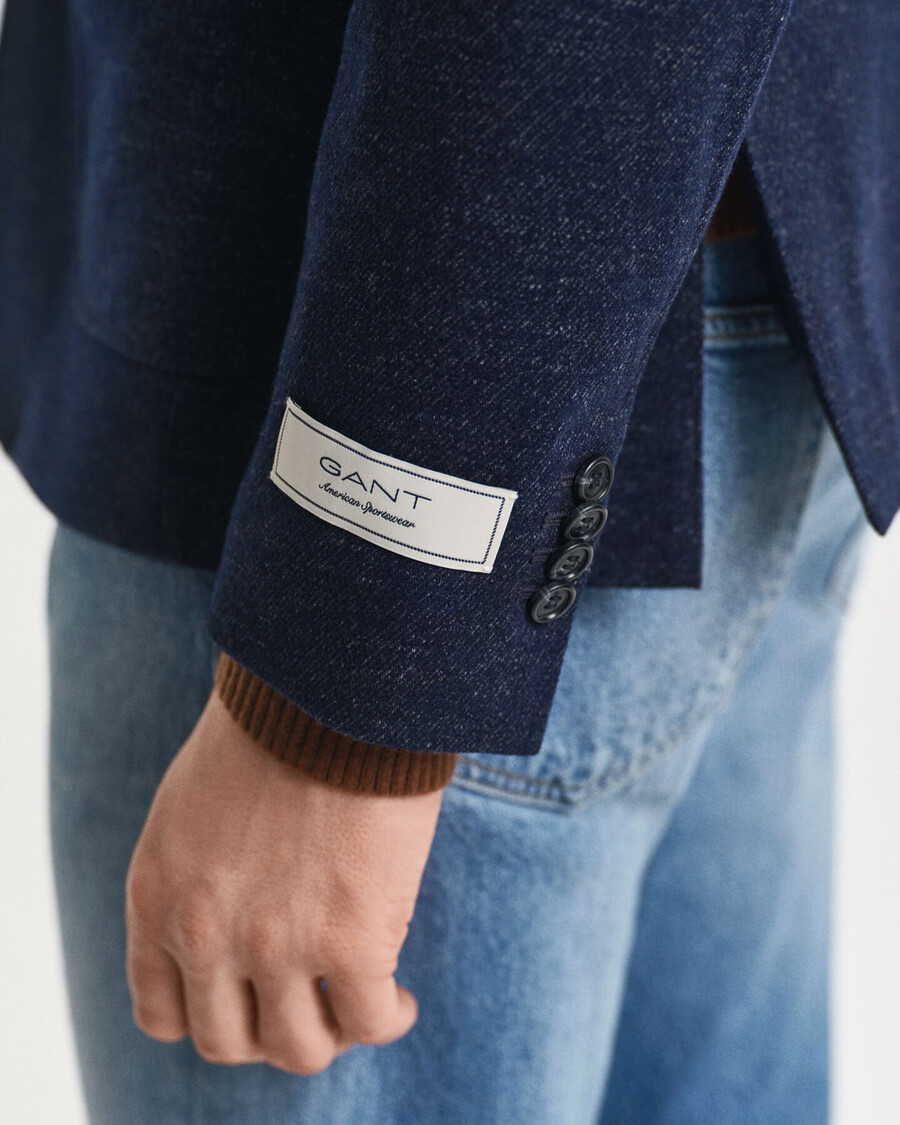 twotone wool cotton jersey blazer - evening blue