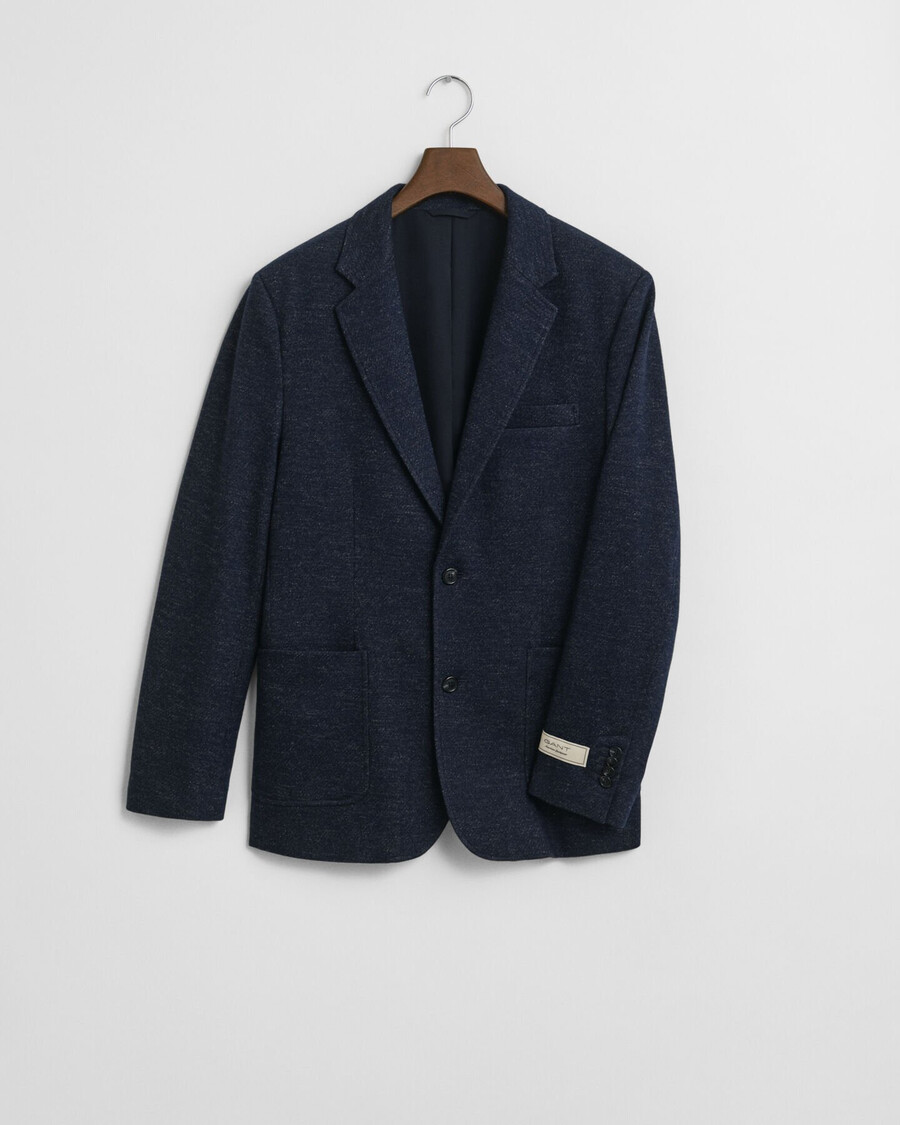 twotone wool cotton jersey blazer - evening blue