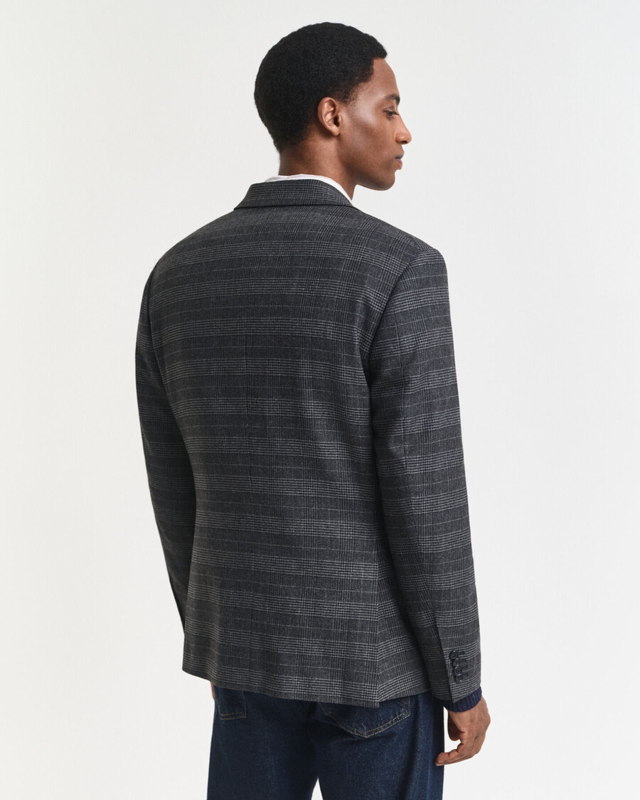 slim fit glen check suit jacket - antracit melange