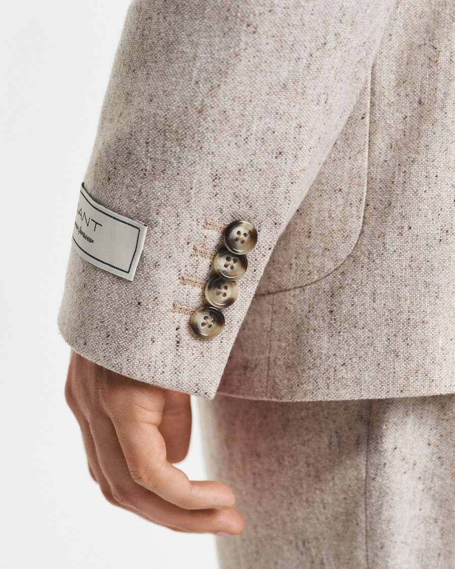slim fit donegal suit jacket - seed melange