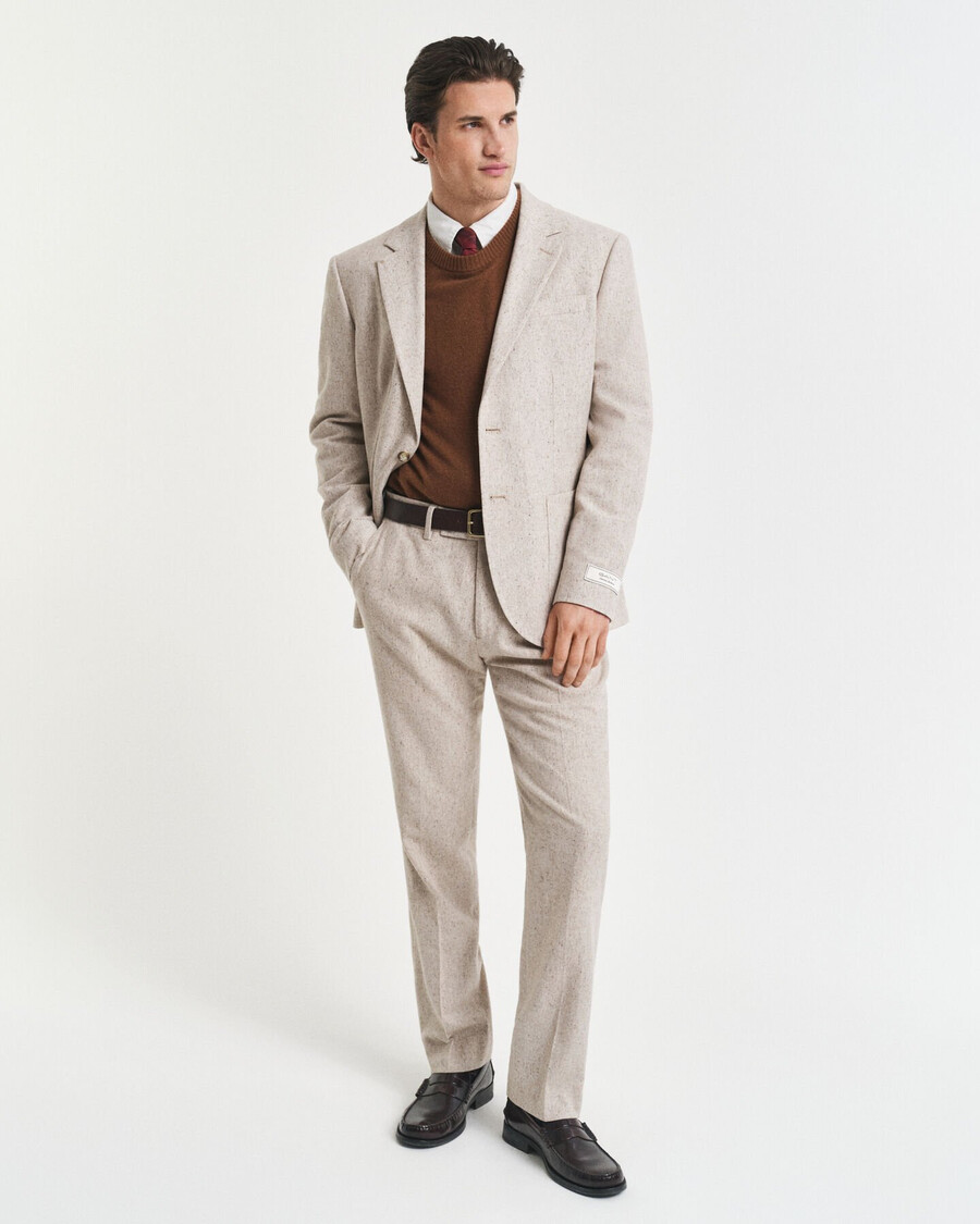 slim fit donegal suit jacket - seed melange