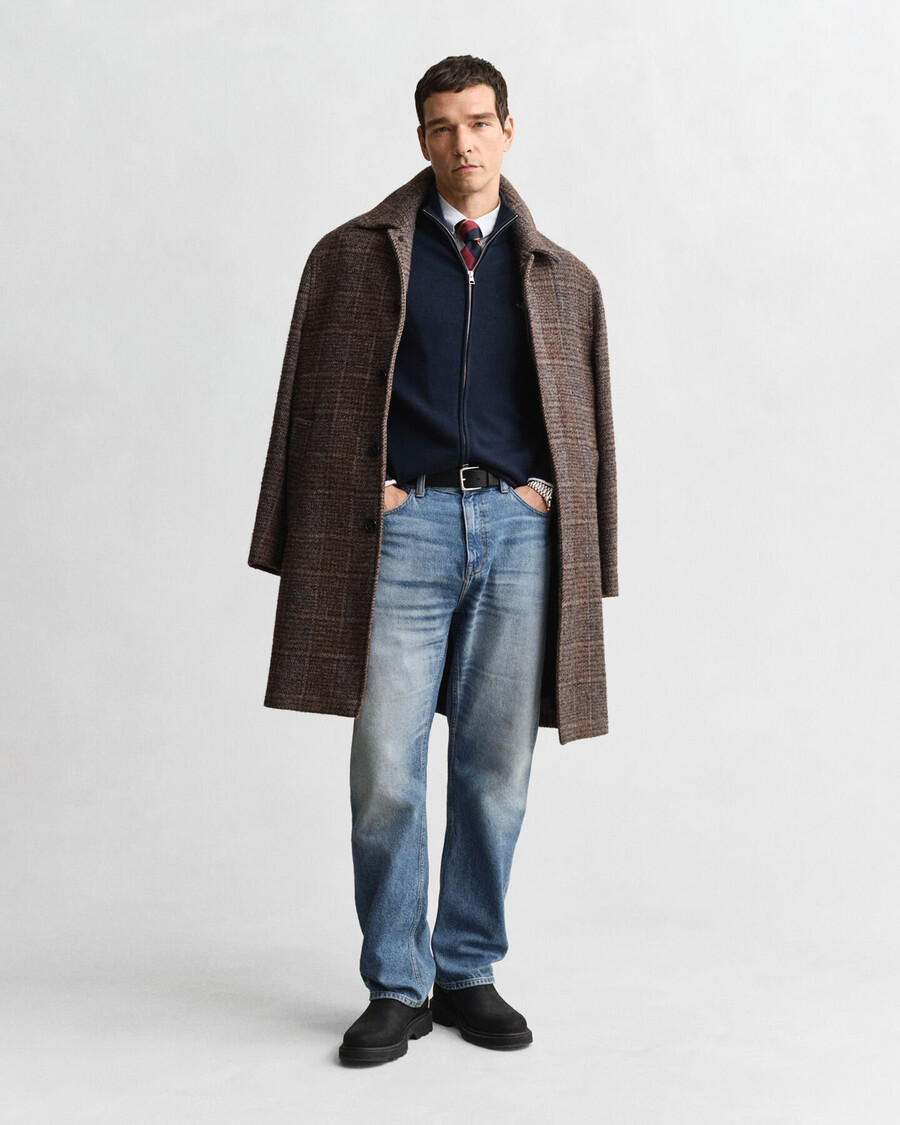 casual cotton zip cardigan - evening blue