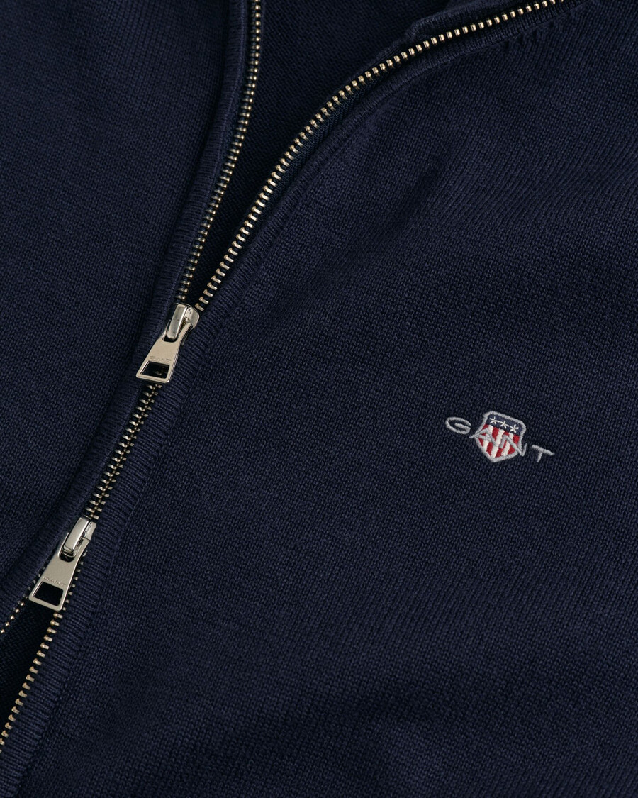 casual cotton zip cardigan - evening blue