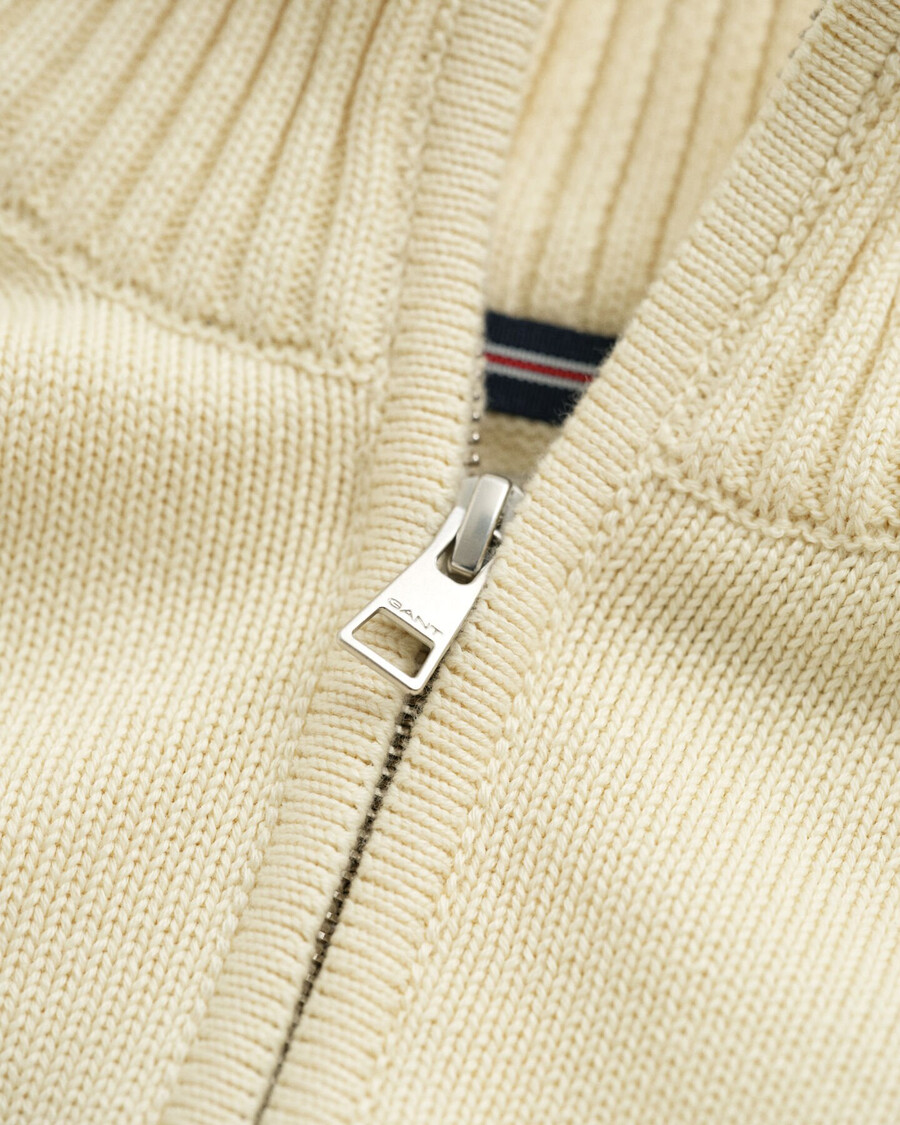 casual cotton halfzip sweater - cream