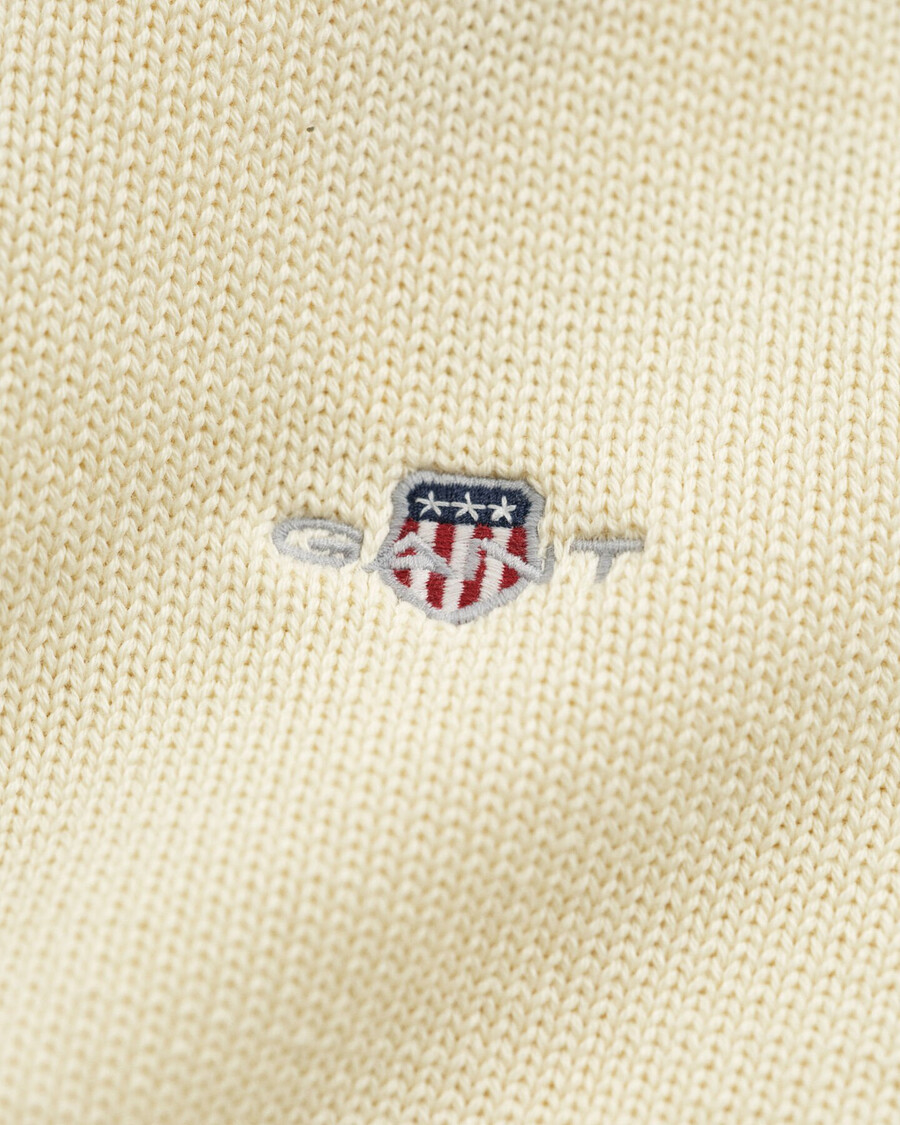 casual cotton halfzip sweater - cream