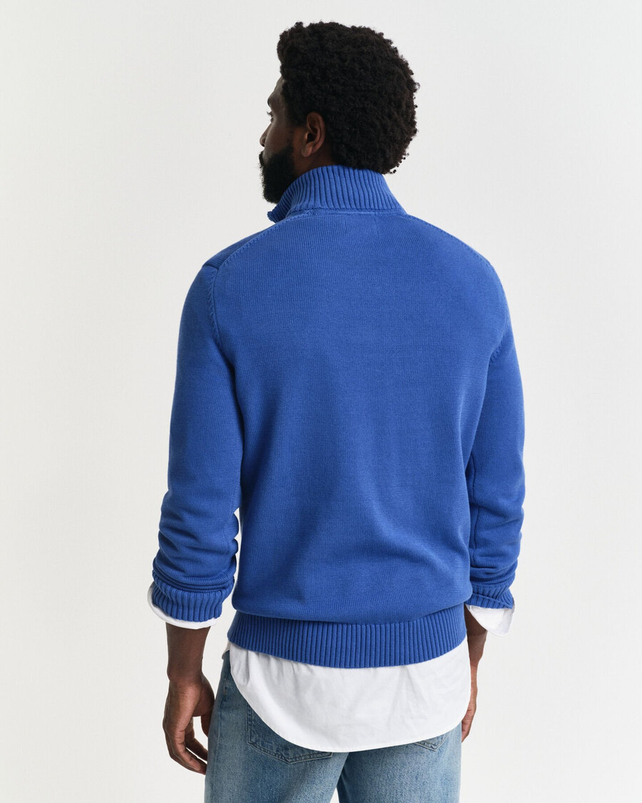 casual cotton halfzip sweater - rich blue