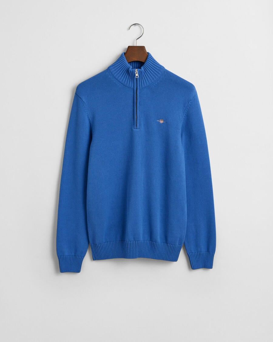 casual cotton halfzip sweater - rich blue