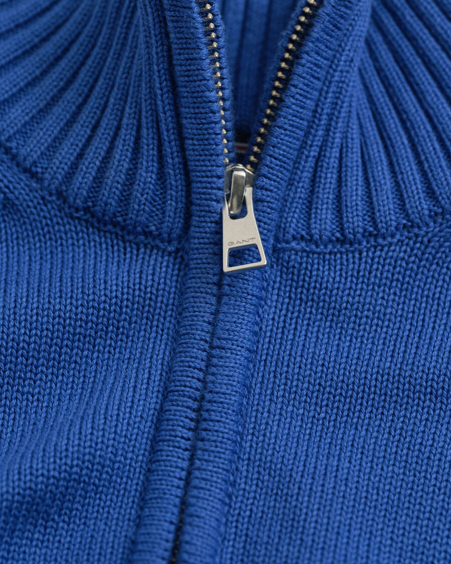 casual cotton halfzip sweater - rich blue