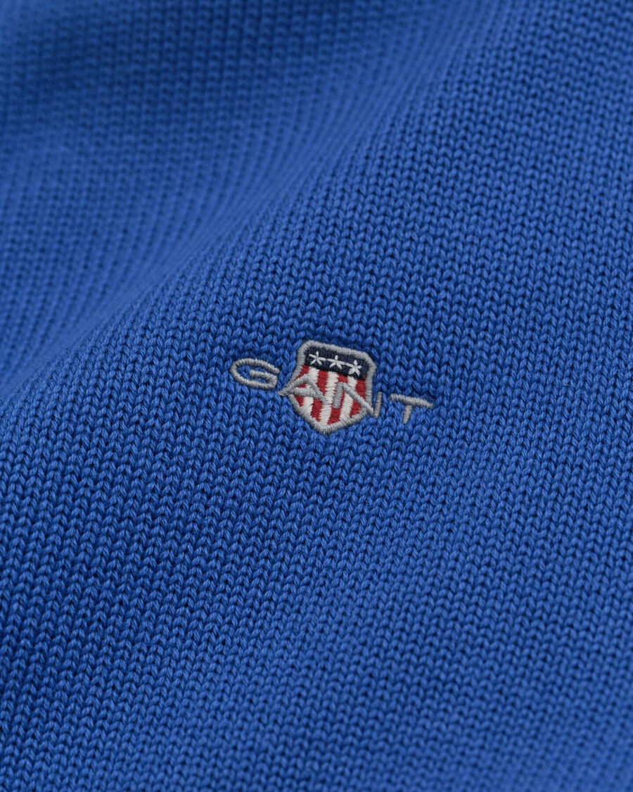 casual cotton halfzip sweater - rich blue