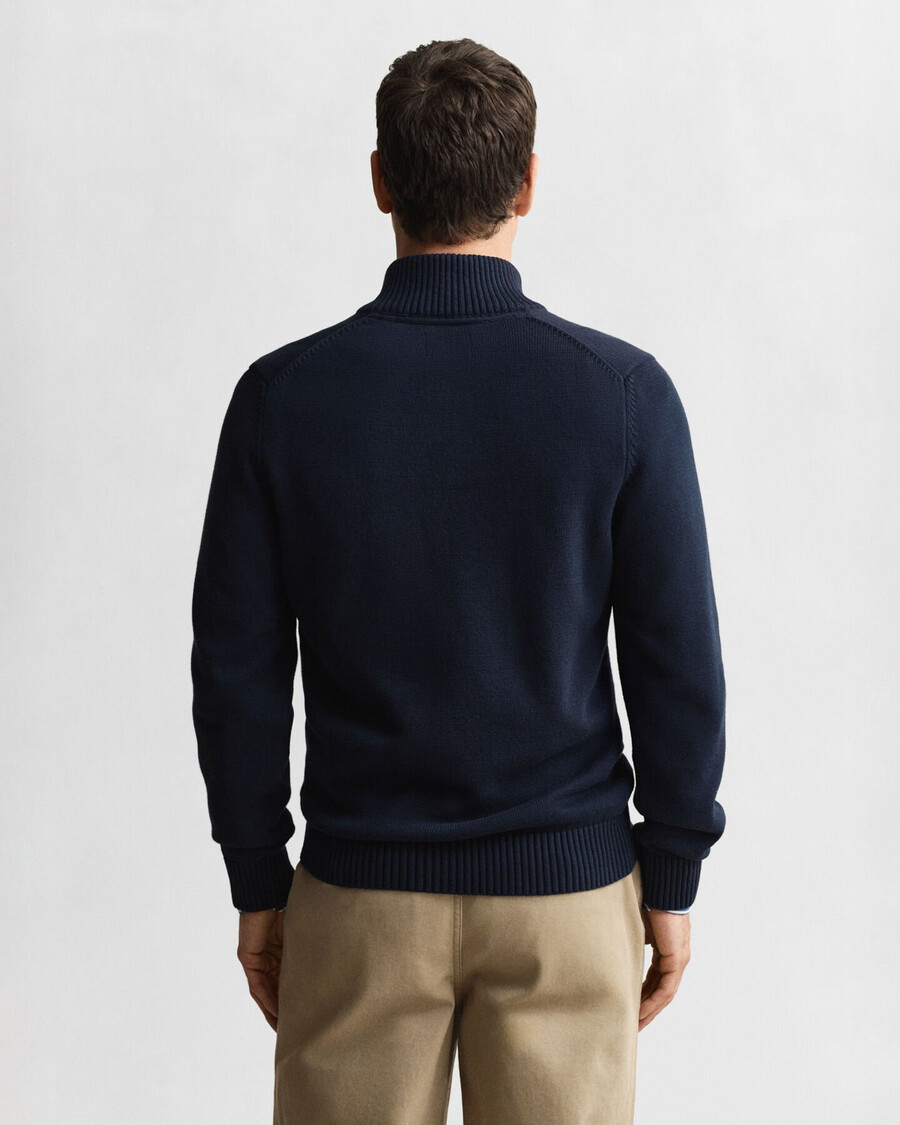 casual cotton halfzip sweater - evening blue