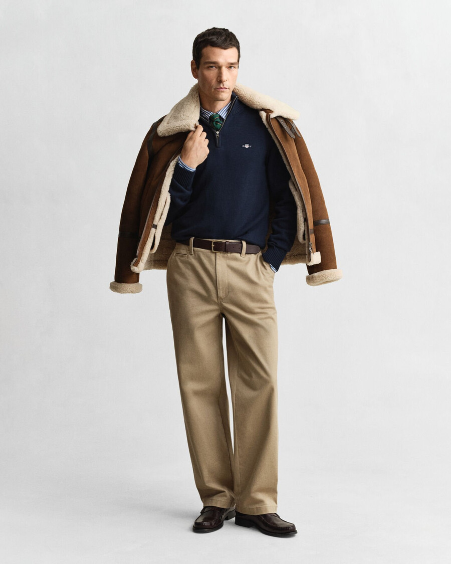 casual cotton halfzip sweater - evening blue