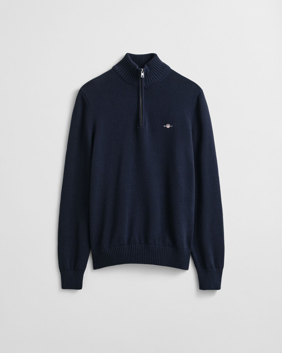 casual cotton halfzip sweater - evening blue