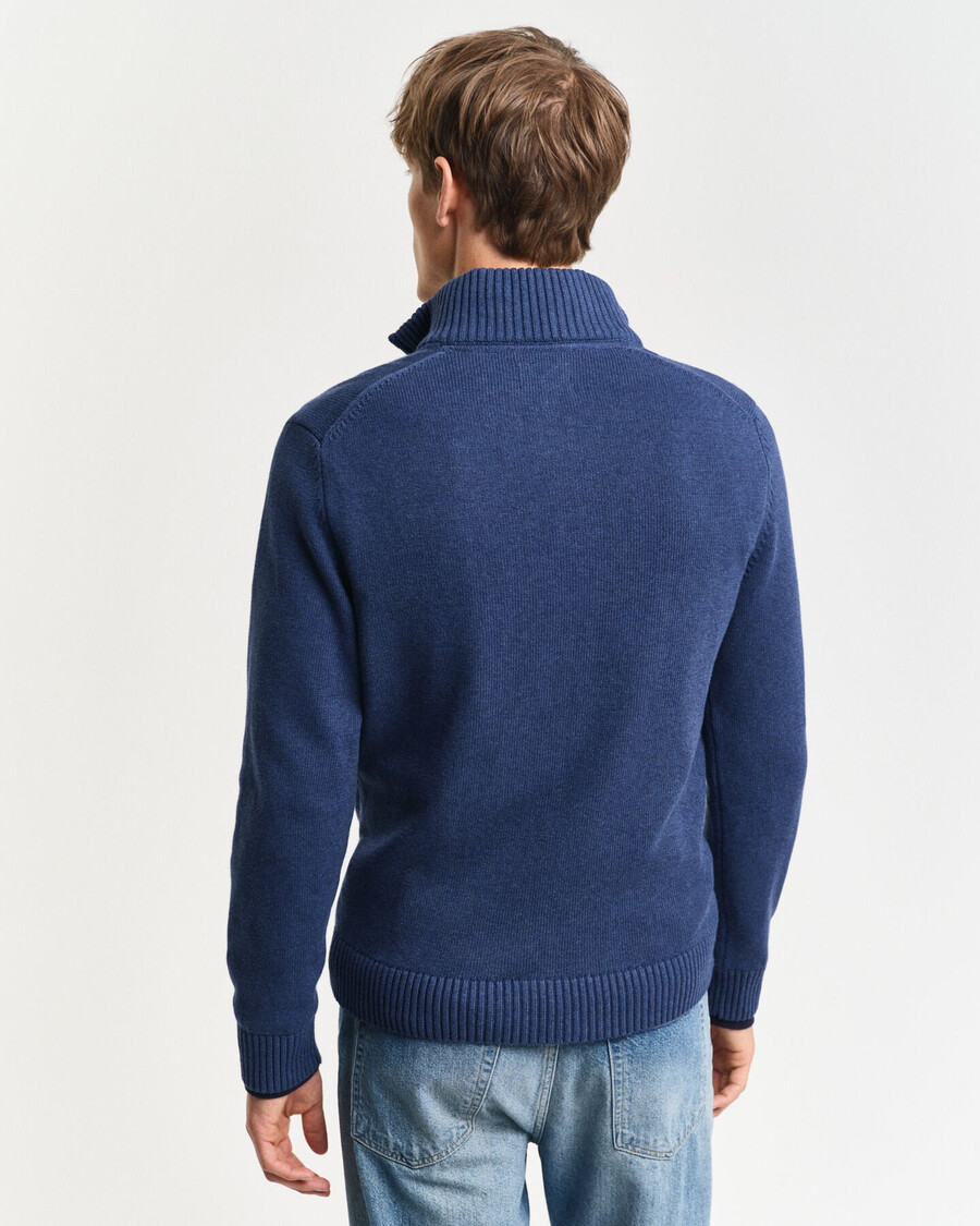 casual cotton halfzip sweater - dk jeansblue melange