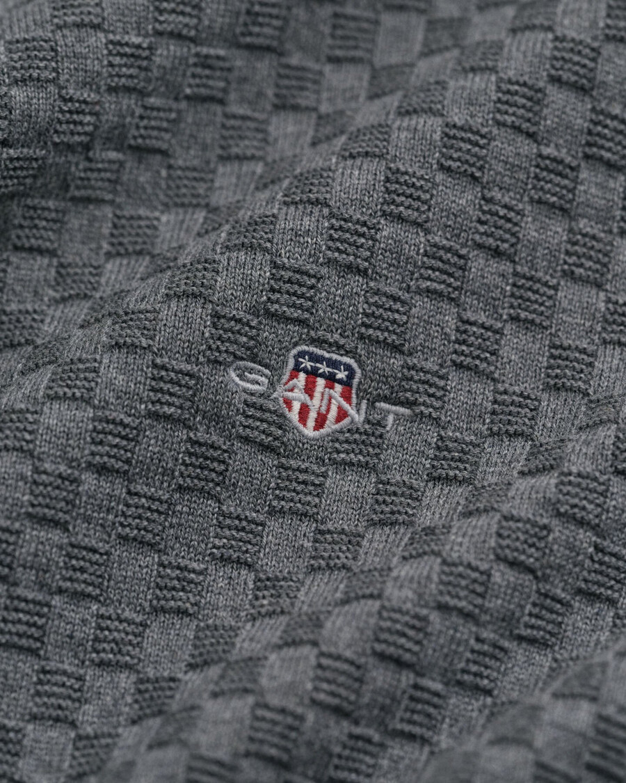 micro textured crew neck sweater - dark grey melange