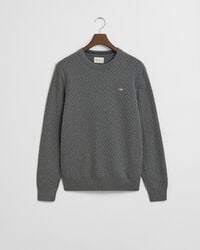 micro textured crew neck sweater - dark grey melange