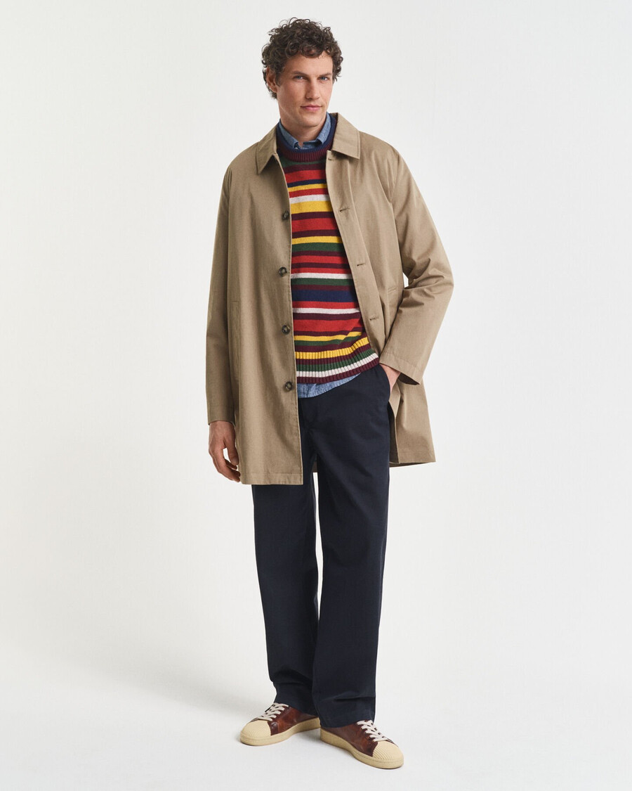 multicolored striped crew neck sweater - deep orange