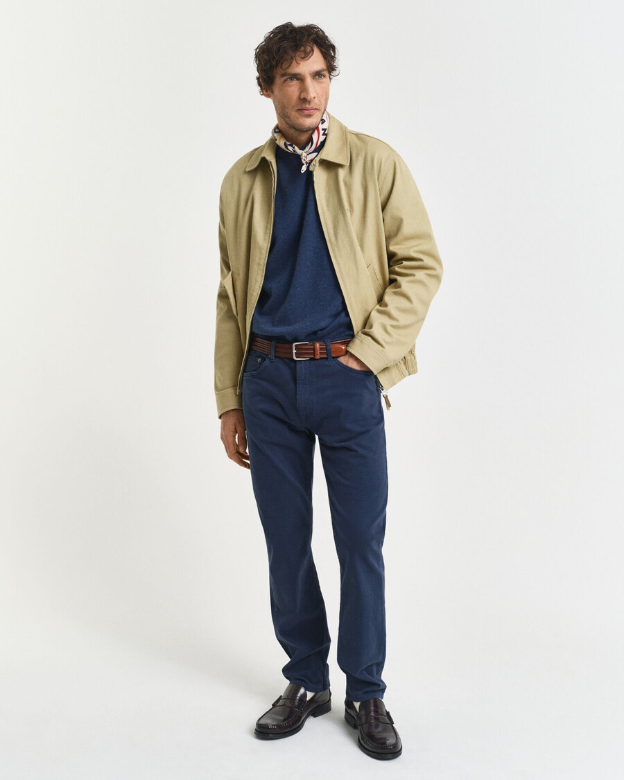 classic cotton crew neck sweater - dk jeansblue melange