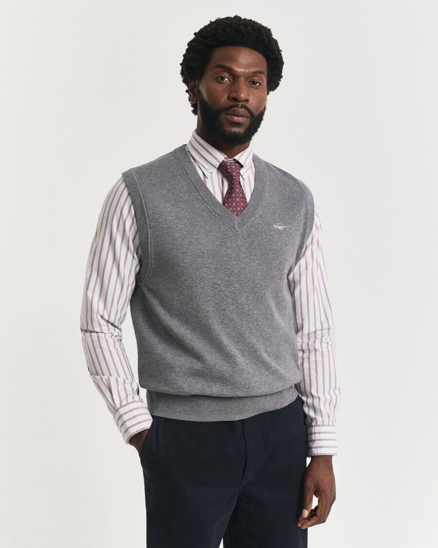 classic cotton vest - dark grey melange