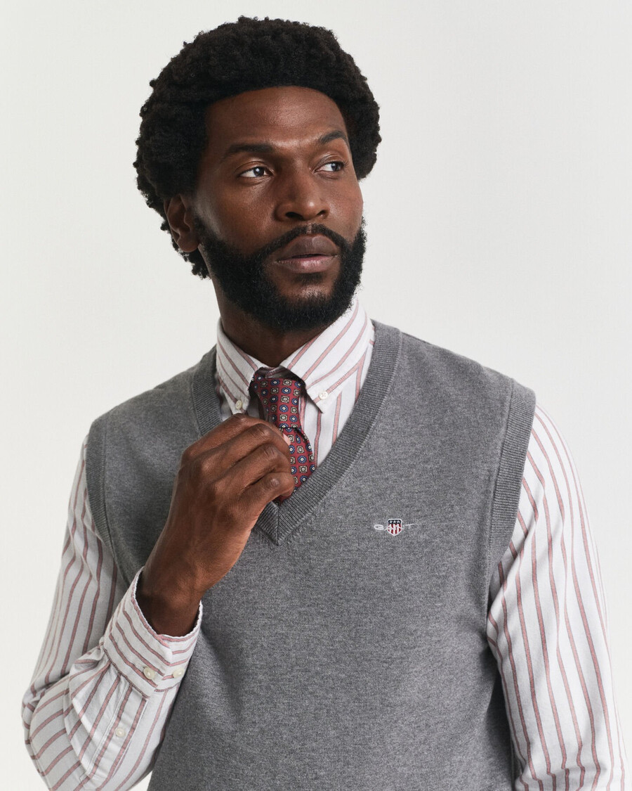 classic cotton vest - dark grey melange