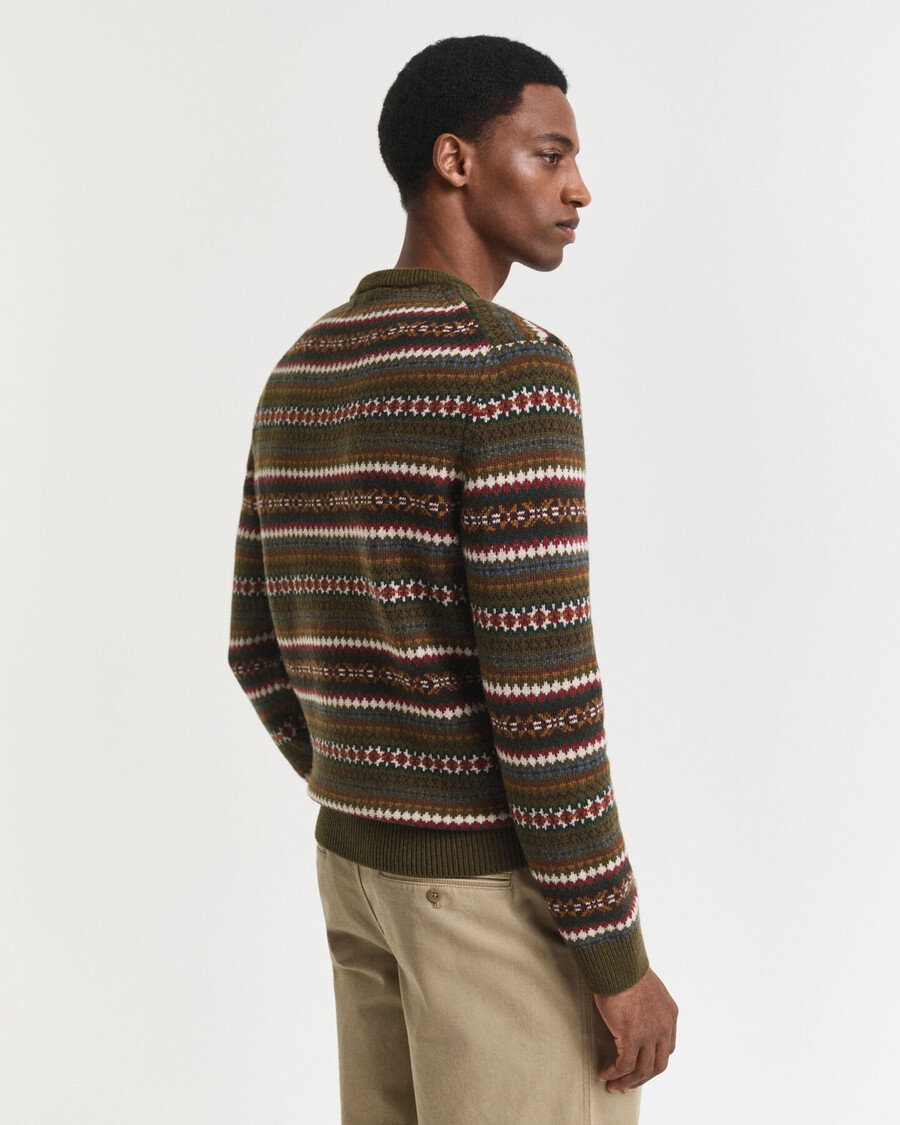 fair isle crew neck sweater - country green