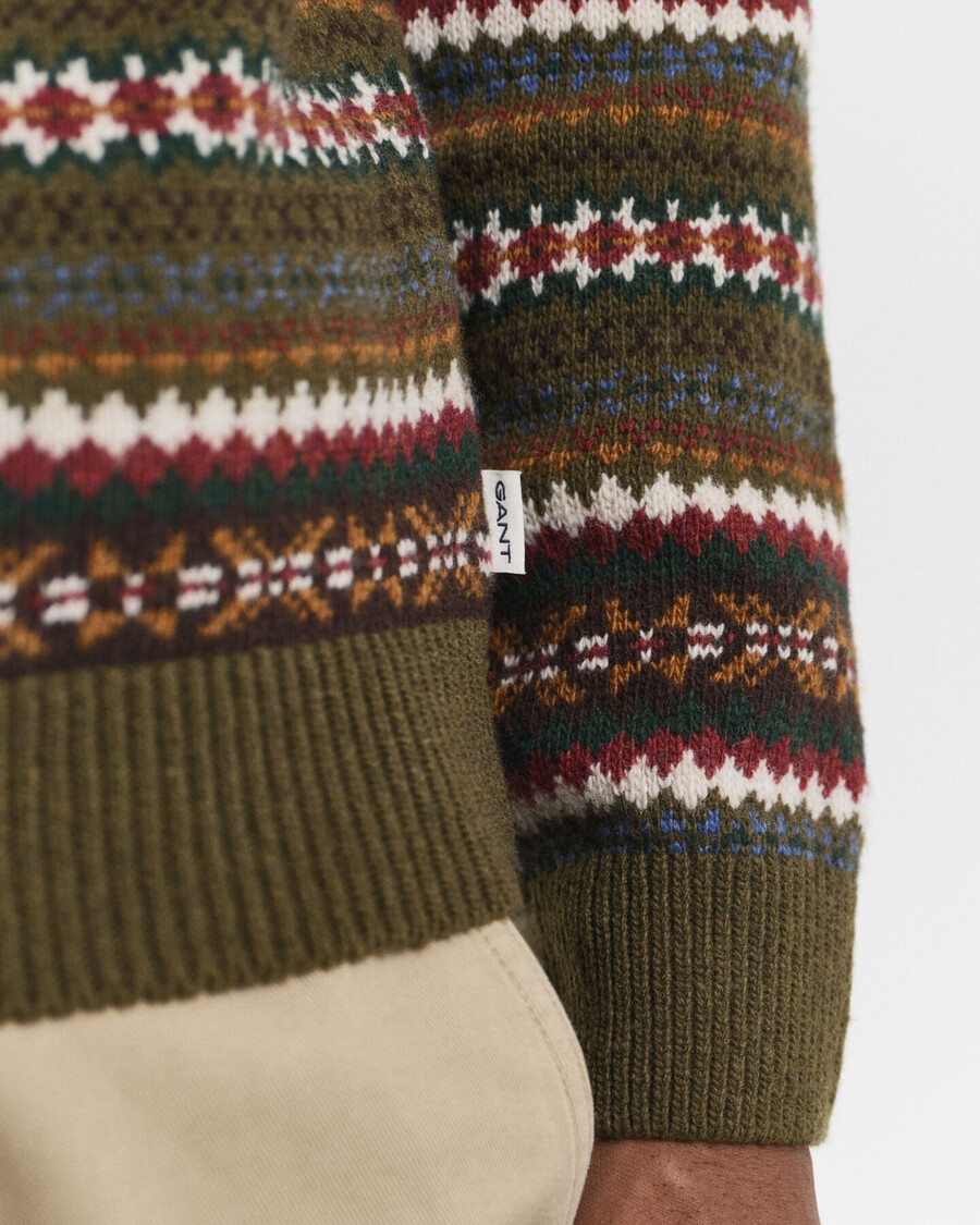 fair isle crew neck sweater - country green