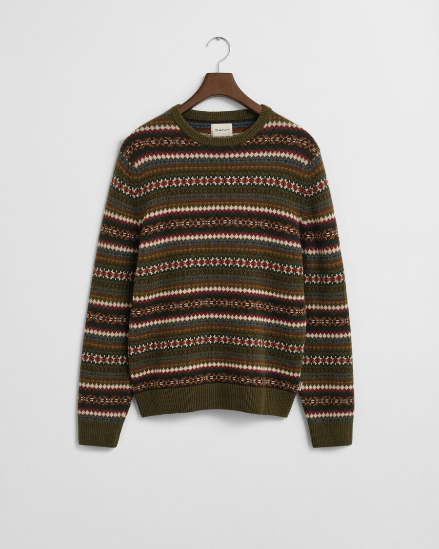fair isle crew neck sweater - country green