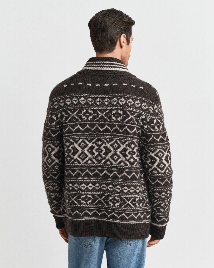 jacquard cardigan - brown melange