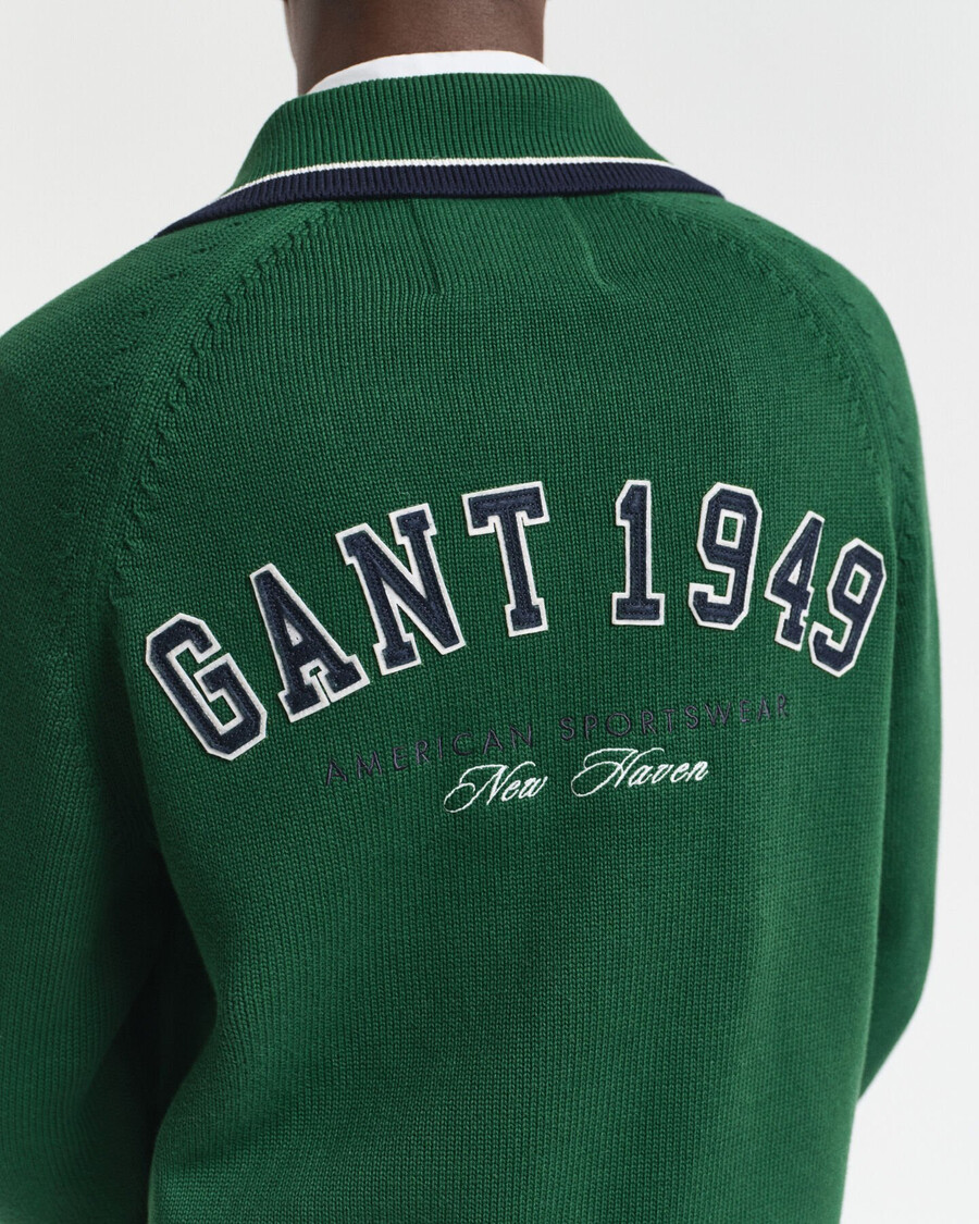 1949 graphic zipped cardigan - forest green