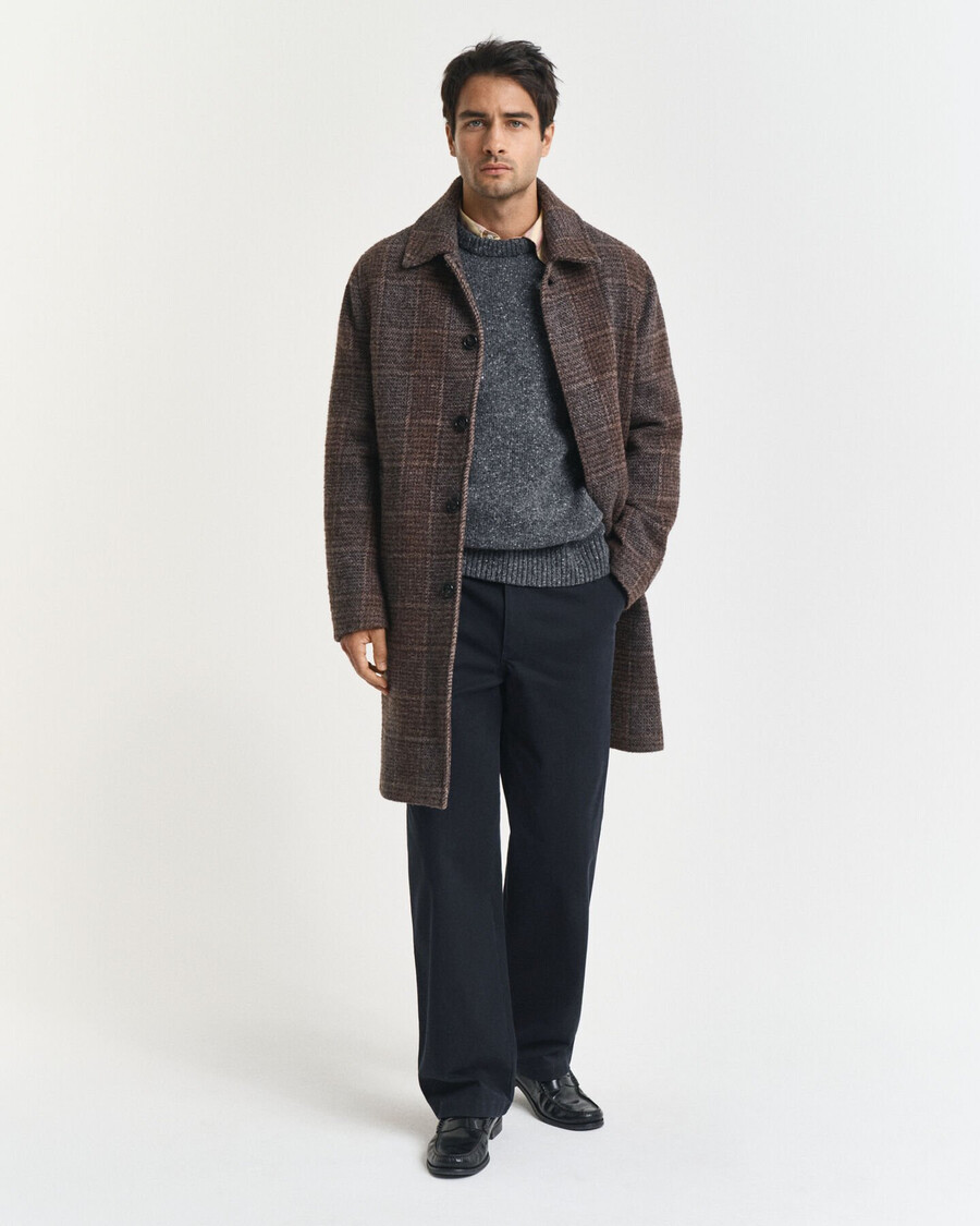 wool blend nepps crew neck sweater - charcoal melange
