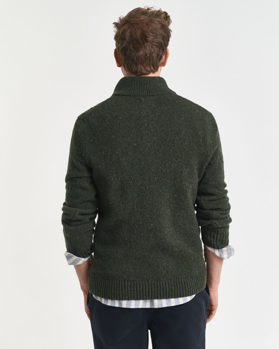 wool blend nepps halfbuttoned sweater - country green