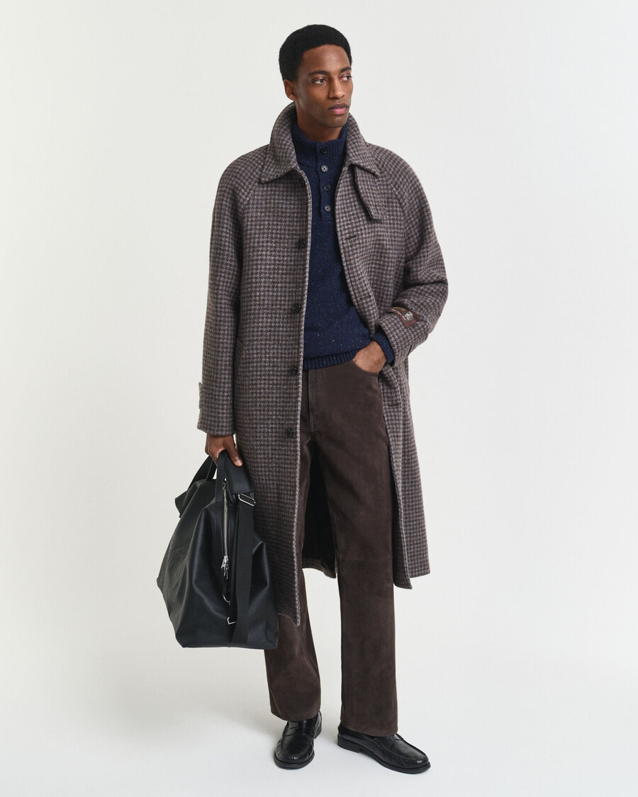 wool blend nepps halfbuttoned sweater - evening blue