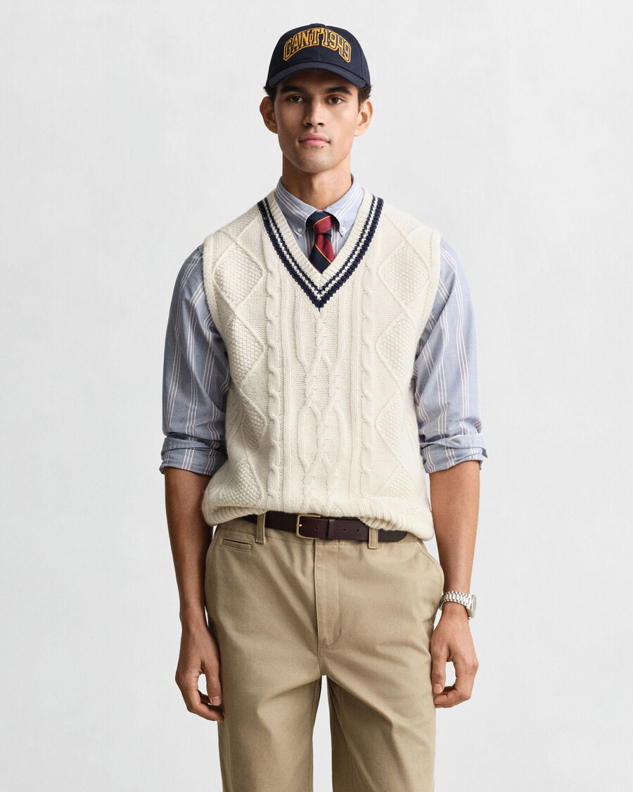 cable knit vest - cream