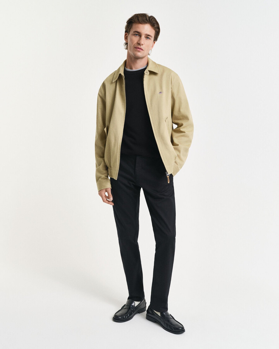 cotton piqué crew neck sweater - black