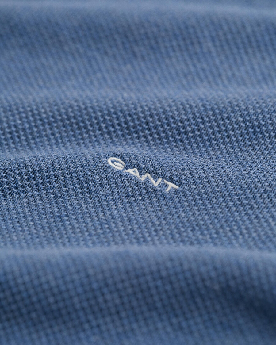 cotton piqué crew neck sweater - denim blue melange