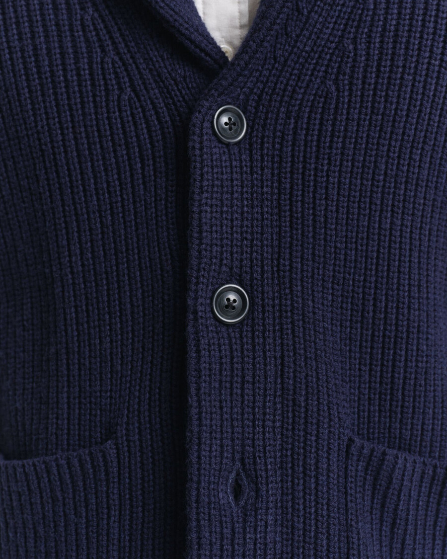 wool blend shawl collar cardigan - evening blue