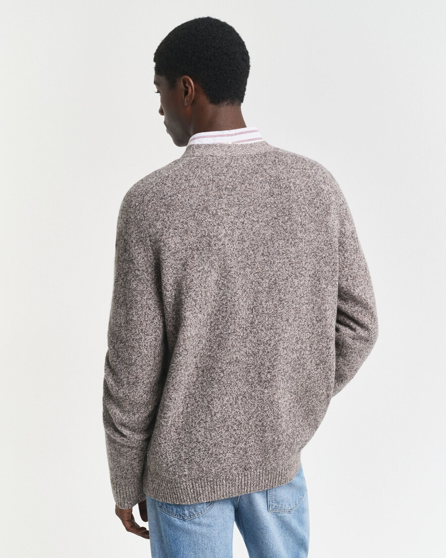 wool blend mouliné cardigan - brown melange