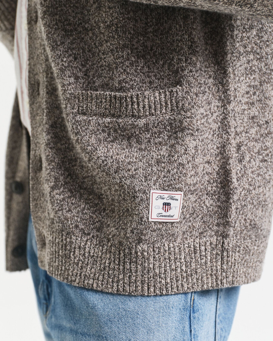 wool blend mouliné cardigan - brown melange