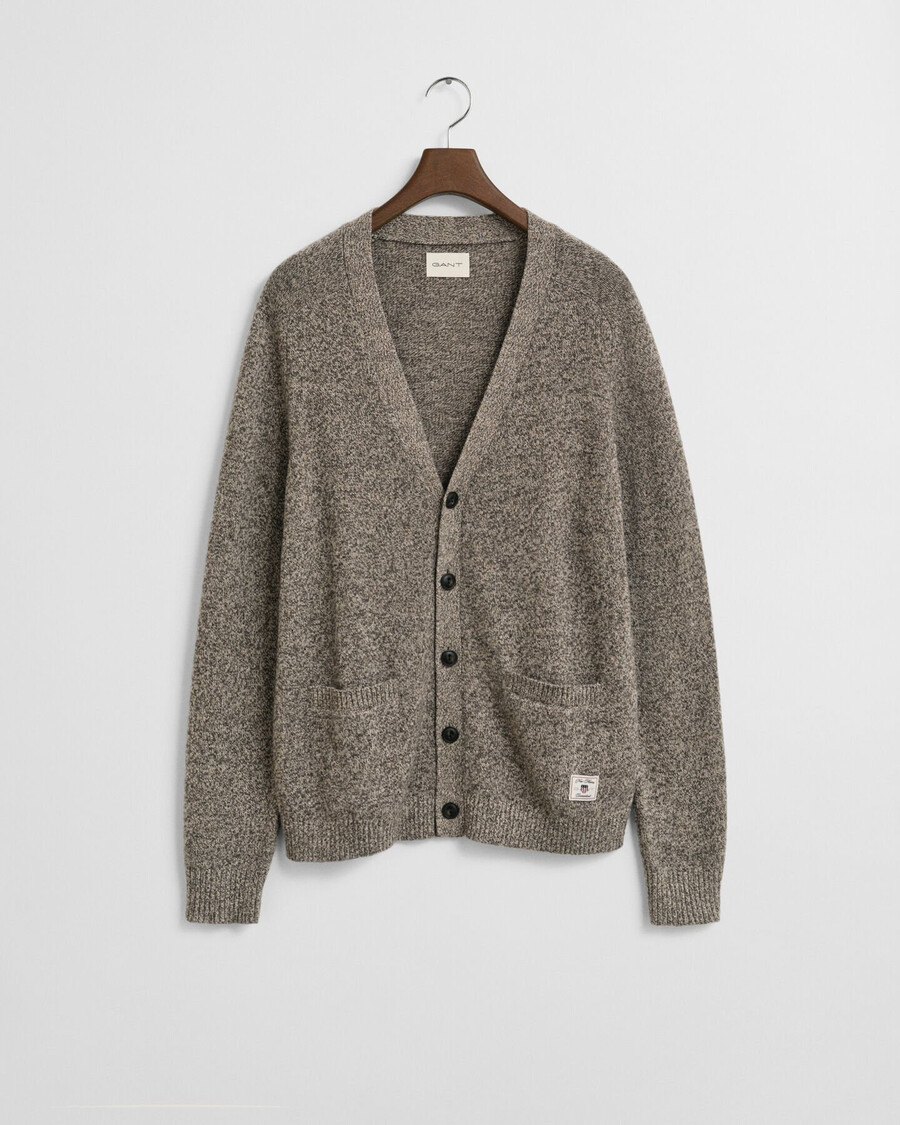 wool blend mouliné cardigan - brown melange