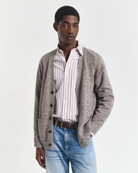 wool blend mouliné cardigan - brown melange