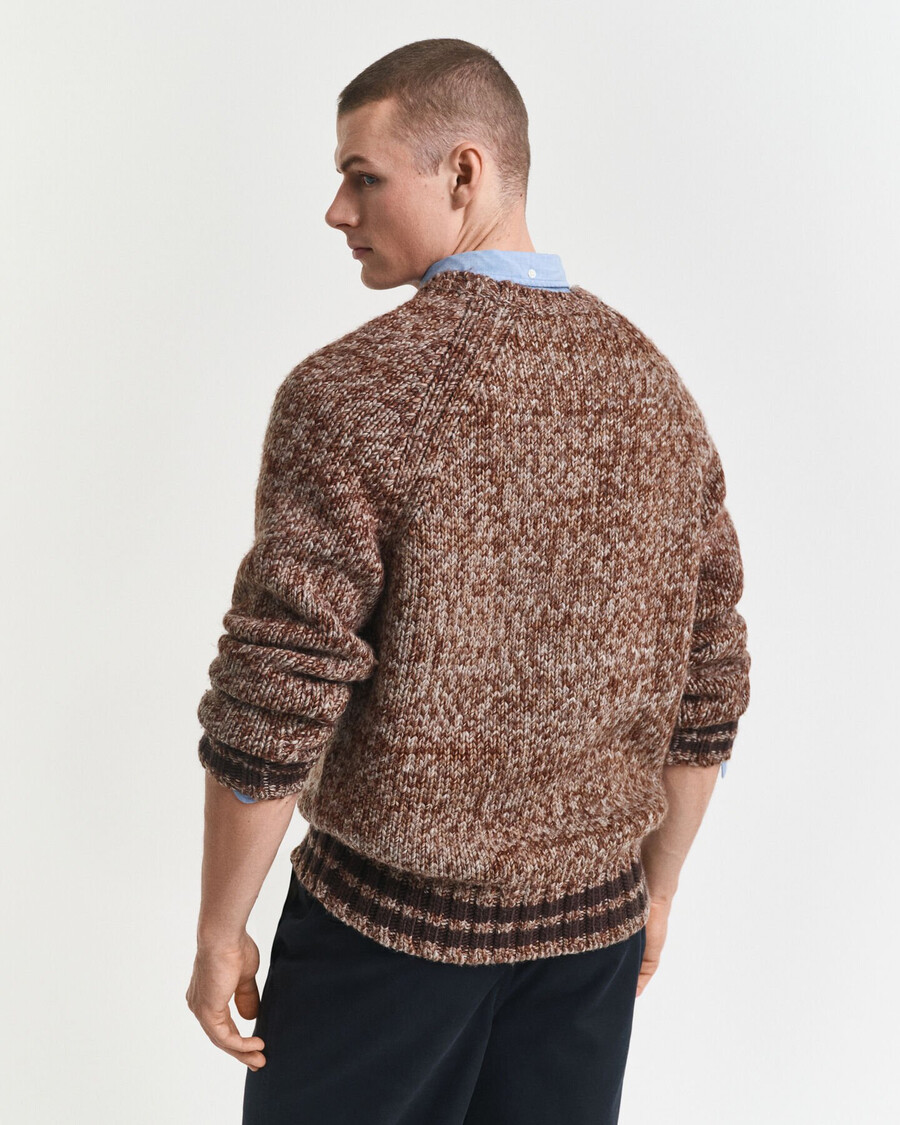 mélange wool crew neck sweater - light brown melange
