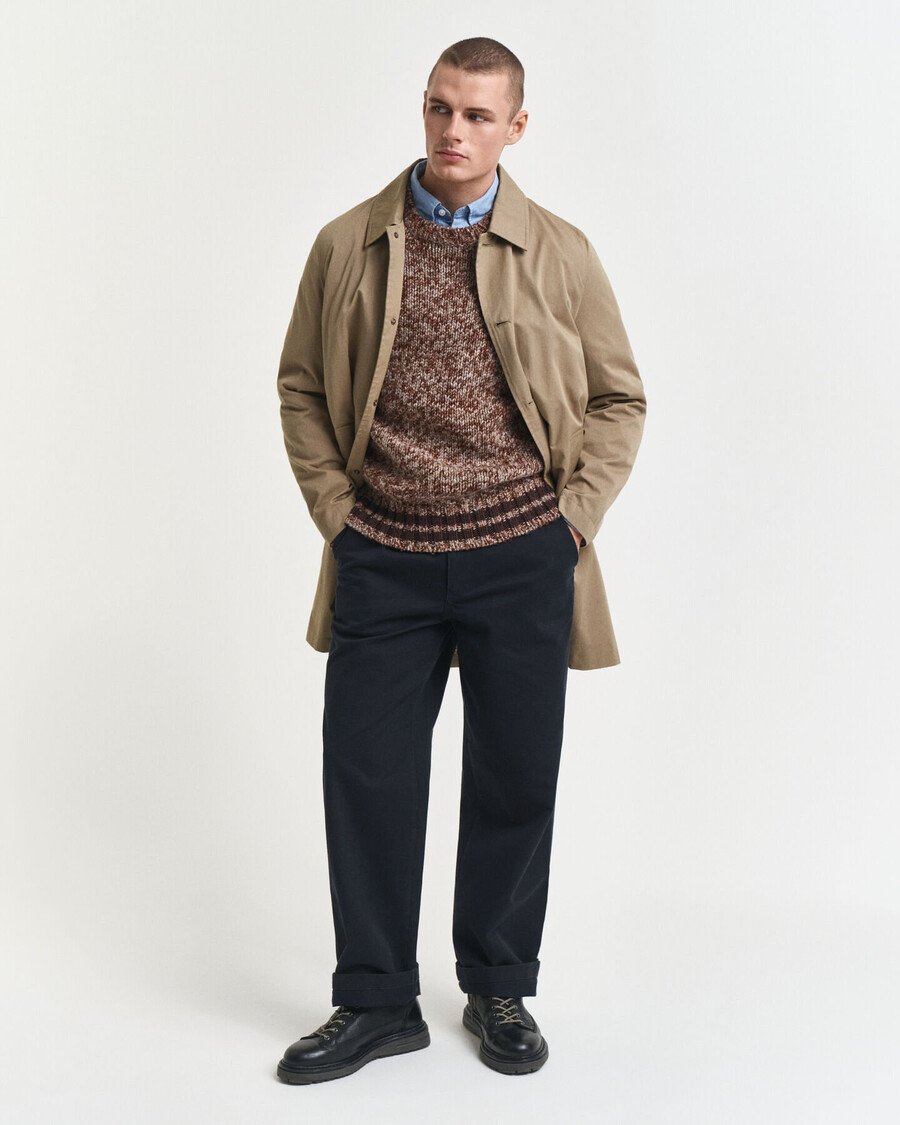 mélange wool crew neck sweater - light brown melange